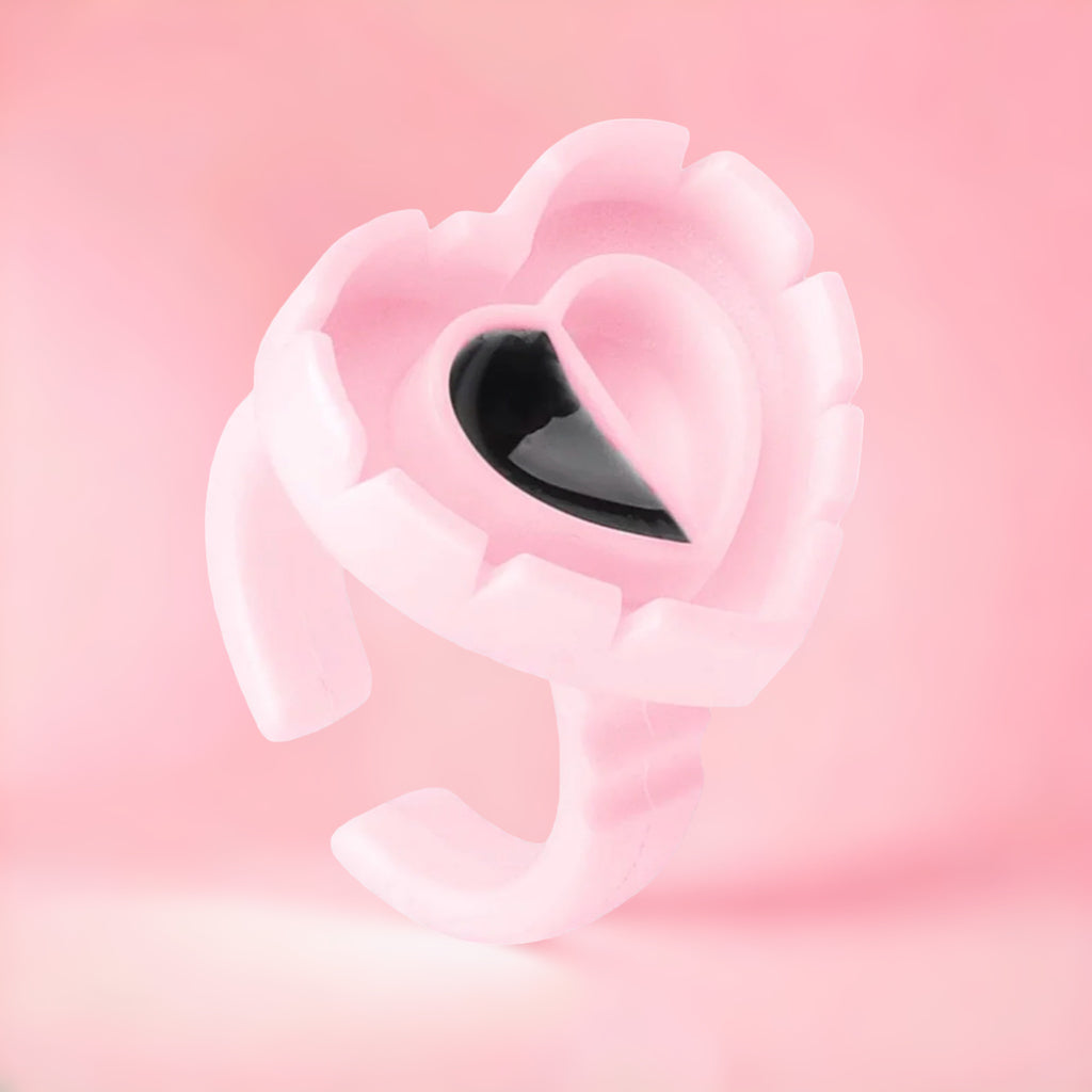 BLOOMING HEART GLUE RINGS - PINK - 100 PK